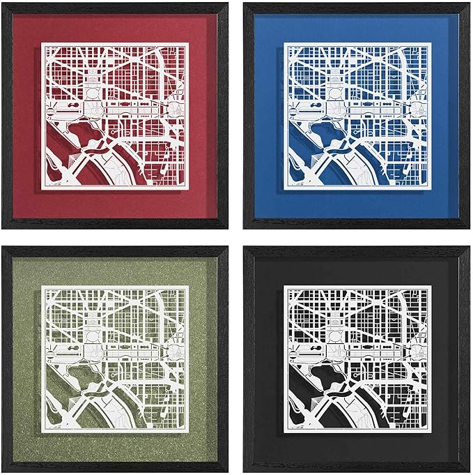 O3 Design Studio Washington D.C. Cut Map Framed, 9x9 inches, Paper Cutting Art - Image 3