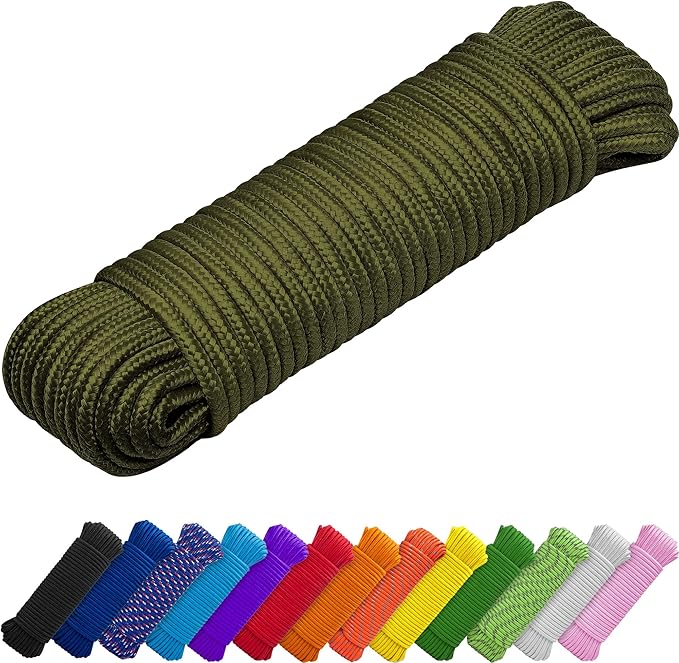 TECEUM Rope – 90 Feet x 1/4 Inch – Army Green – Strong All-Purpose Utility Rope by TECEUM