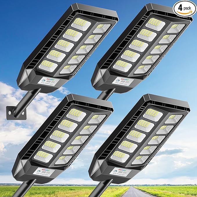 Solar Lights Outdoor, IP66 Waterproof Street Lights Outdoor, 6500K Dusk to Dawn by DEEPN