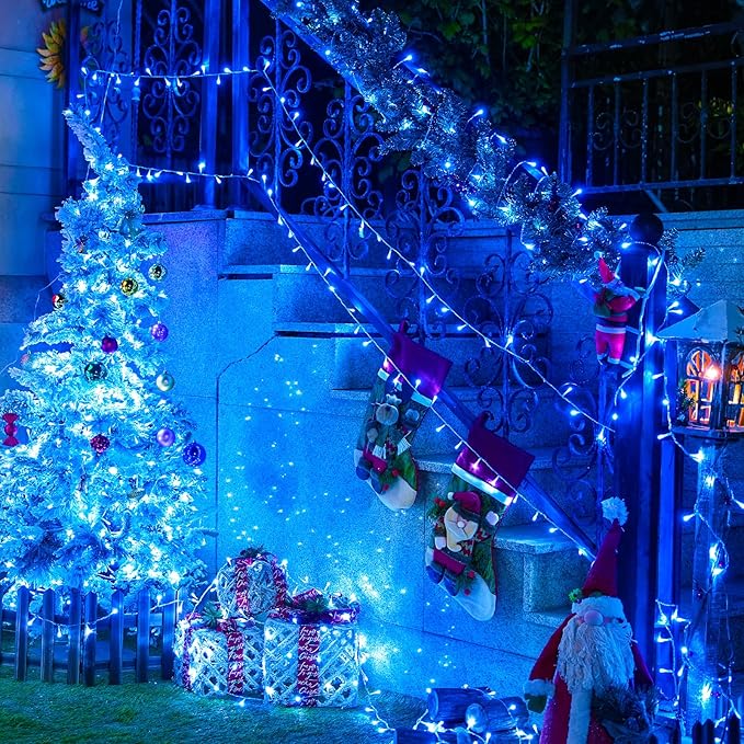 JMEXSUSS 150 LED Blue Christmas Lights Indoor Outdoor, Connectable 59 ft String - Image 2
