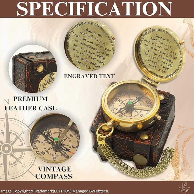 Handmade Brass Antique Compass - Image 4