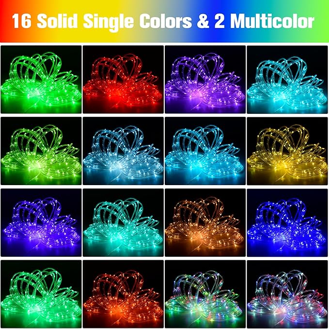 Nazuwke 132Ft Rope Lights for Outside, Waterproof 18 Colors Changing Rope - Image 2