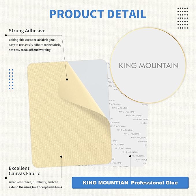 KING MOUNTAIN Canvas Repair Patch 9 x11 Inch 4 Pcs Self-Adhesive Waterproof - Image 3