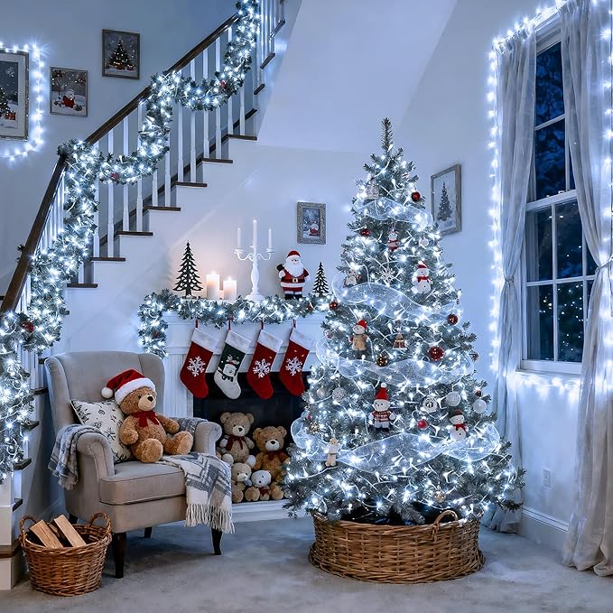 JMEXSUSS 66ft 200 LED White Christmas Lights Indoor Outdoor, Connectable String - Image 2