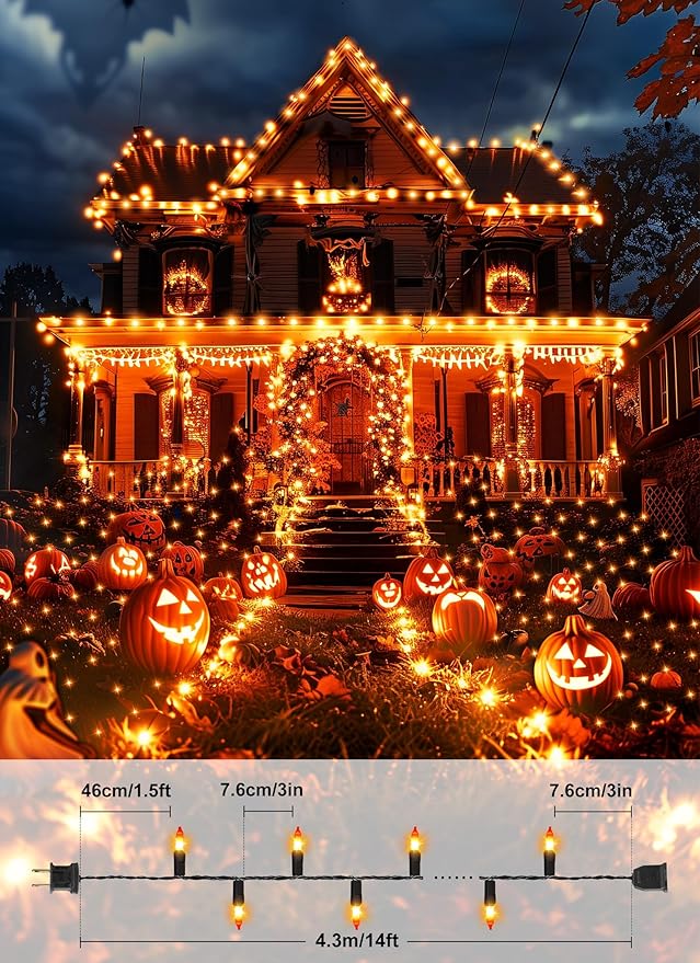2 Pack Orange Halloween Mini Lights, 13 Feet 50 Count Totally 100 Count - Image 3