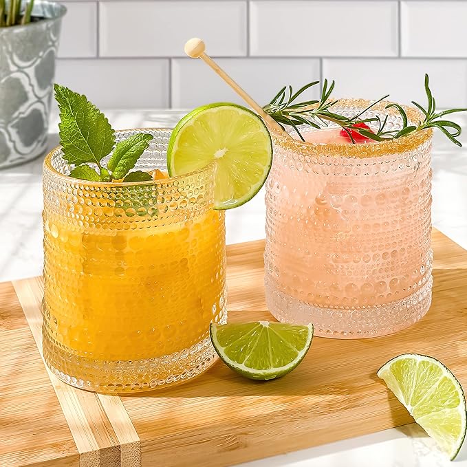 Kate Aspen Beaded Drinking Glasses Set of 6, 10 oz Retro Vintage Glassware - Image 3