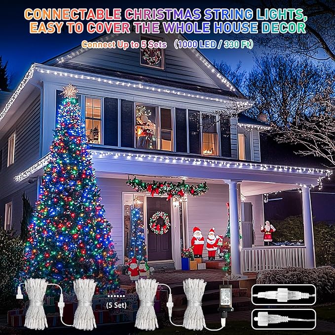 JMEXSUSS 200LED 66Ft Connectable Christmas Lights Indoor Outdoor Clear Wire | - Image 2