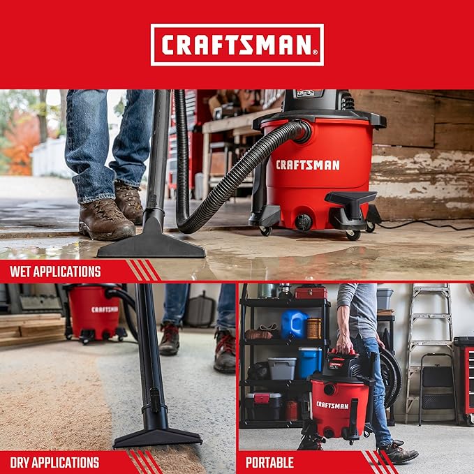 CRAFTSMAN CMXEVBE17590 9 Gallon 4.25 Peak HP Wet Dry Vac, Portable Shop Vacuum - Image 4