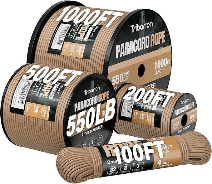 Paracord Rope 550 lb - 1000ft 5/32" Parachute Cord 4MM 7-Strand para Cord - by Triberion