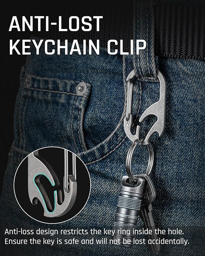 TISUR Titanium Carabiner Keychain Clip, Anti-Lost Key Ring Holder, Self-Locking - Image 7