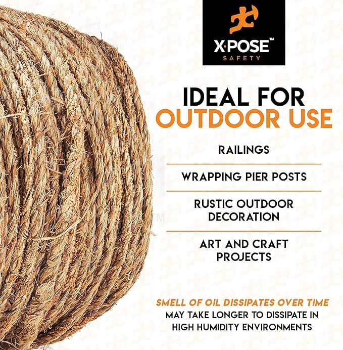 Manila Rope - 1/4 Inch 600' - 3 Strand Cordage Twisted Braided Rope - Thick - Image 6