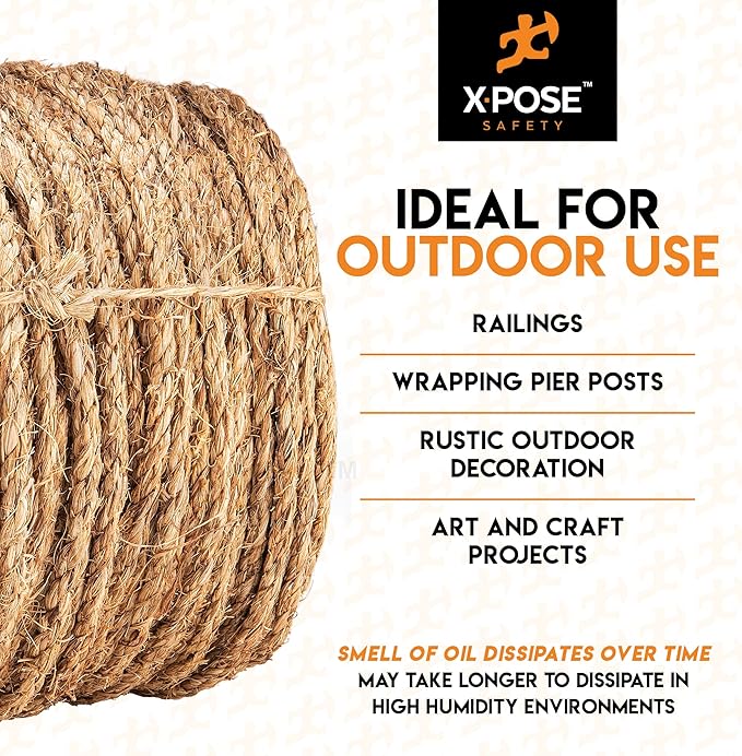 Manila Rope - 3/8 Inch 600' - 3 Strand Cordage Twisted Braided Rope - Thick - Image 5