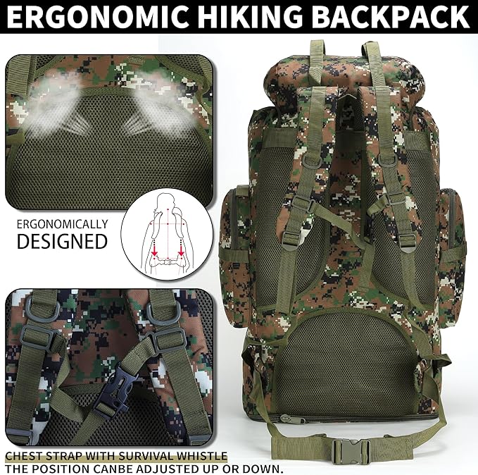 Hiking Backpack for Men 70L/100L Camping Backpack Military Rucksack Molle 3 - Image 5