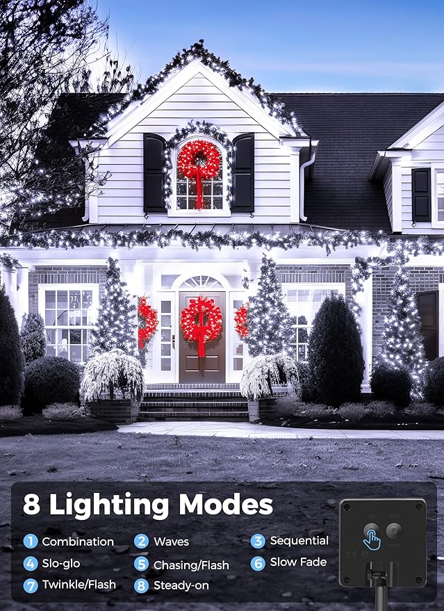 Minetom Solar String Lights Outdoor - 40FT 100 LED String Lights Solar Powered - Image 3