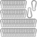 200 PCS 2'' Spring Snap Hook Carabiner, M5 3/16 Inch Galvanized Silver Steel by HANDRERLEE