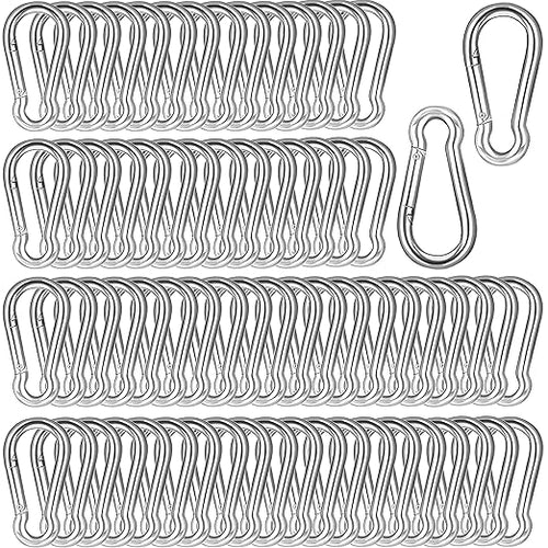 200 PCS 2'' Spring Snap Hook Carabiner, M5 3/16 Inch Galvanized Silver Steel by HANDRERLEE