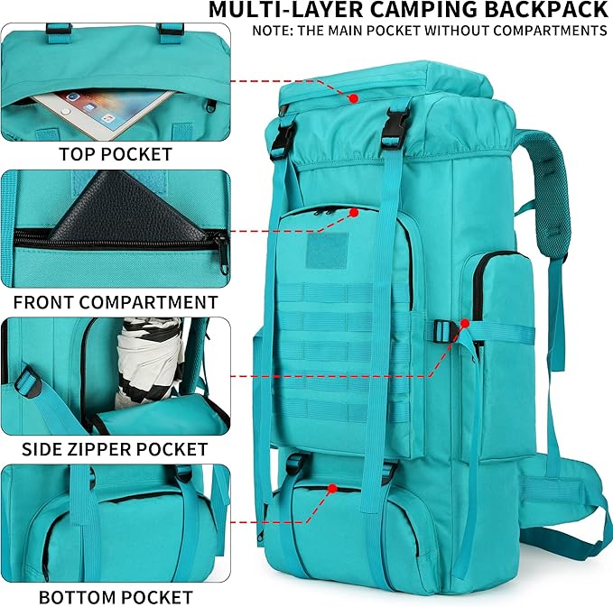 Hiking Backpack for Men 70L/100L Camping Backpack Military Rucksack Molle 3 - Image 3