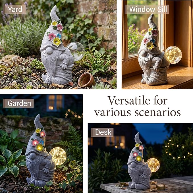 Solar Funny Garden Gnome Statue: Outdoor Sculpture Lights - Image 7