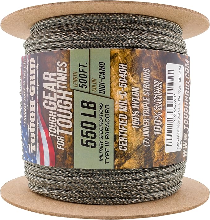 TOUGH-GRID 550 Paracord, Type III Mil-Spec Nylon Rope - 500 Ft Digi-Camo - Image 3