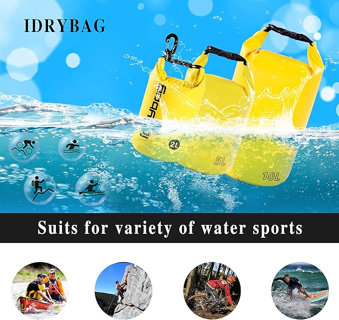 IDRYBAG Dry Bag for Kayaking Waterproof 2L/5L/10L/15L/20L, Small Dry Sack - Image 5