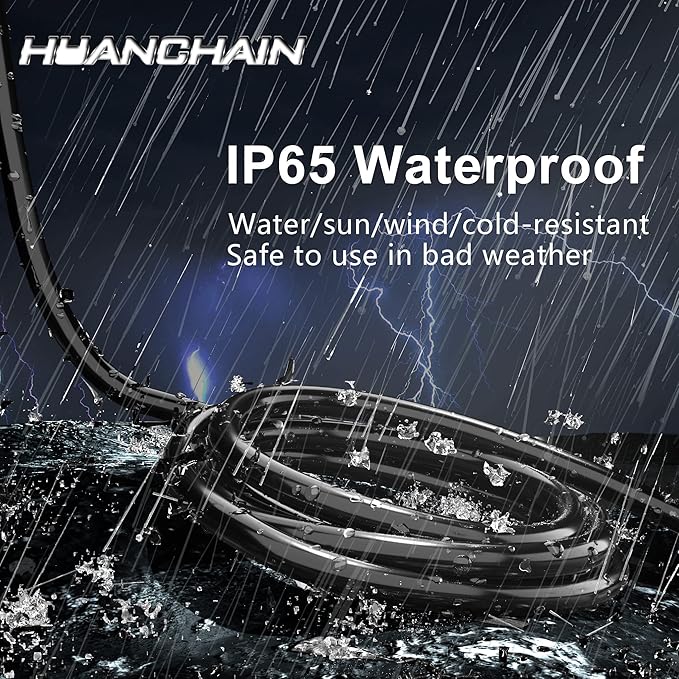 HUANCHAIN 8 FT 16 Gauge Black Indoor Outdoor Extension Cord Waterproof - Image 4