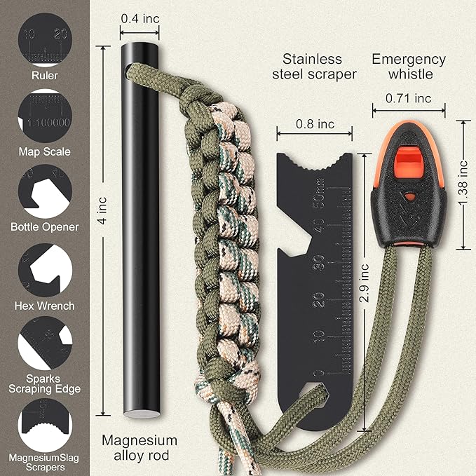 Survival Fire Starter, 4 Inch Ferro Rod, Flint Fire Starters - Image 2