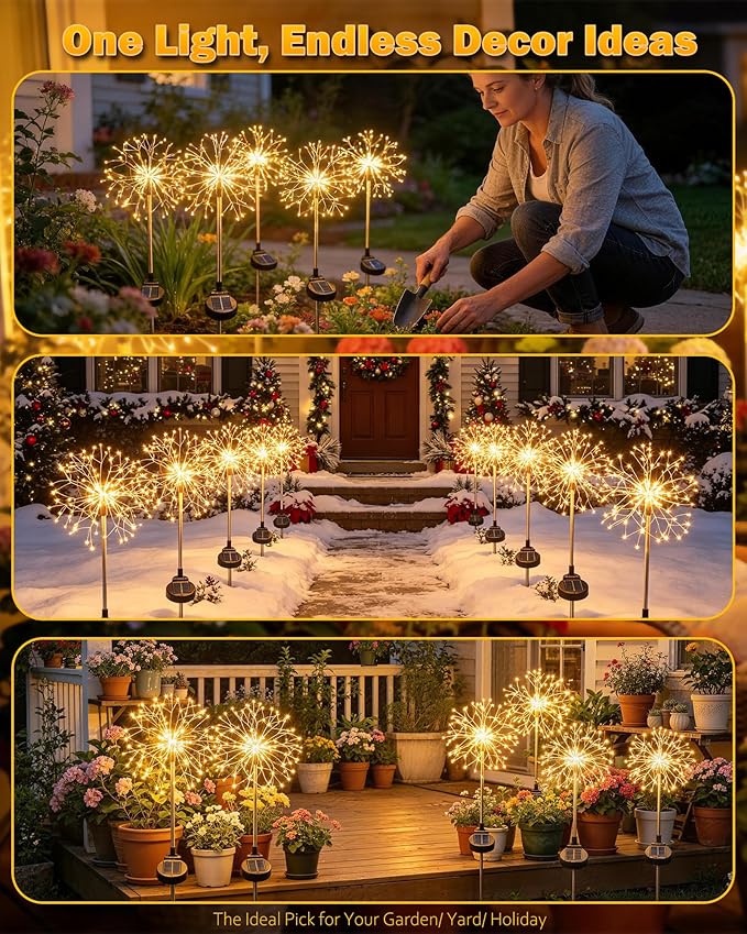 Solar Garden Lights Outdoor Yard Decorations, 4 Pack 150Leds Pathway Light - Image 5