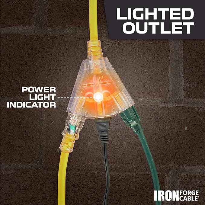 Iron Forge Cable 25ft Yellow Outdoor Extension Cord - Image 3