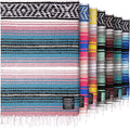 Hydration Nation Authentic Large Handwoven Mexican Striped Throw Blanket by ZulayKitchen