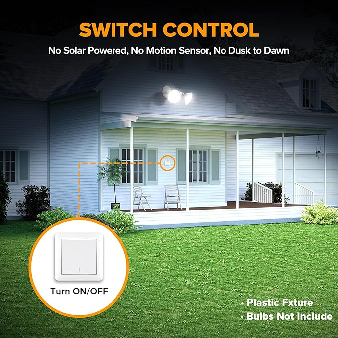 LUTEC 6 Pack Adjustable Twin Par Holder Outdoor Flood Lights, Switch Controlled - Image 2