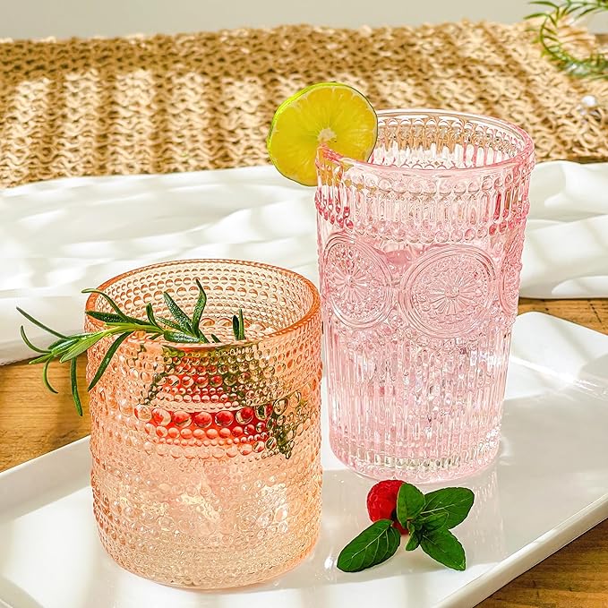 Kate Aspen Rose Gold Cups Pink Hobnail Beaded Drinking Glasses Set of 6-10 oz - Image 9