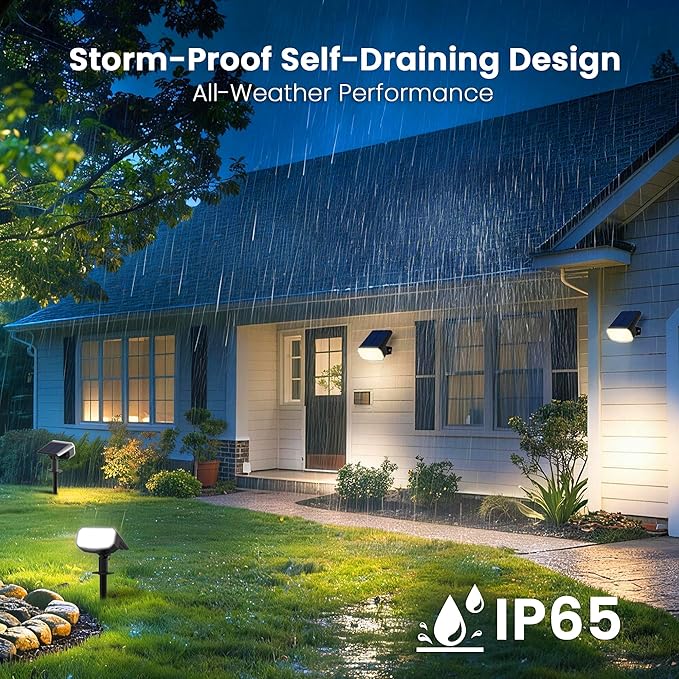 Solar Spot Lights Outdoor Waterproof IP65, 4 Pack, Cool Light, 2 Lighting Modes - Image 6