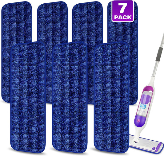 7 Count Reusable Microfiber Mop Pads for Swiffer PowerMop- MEXERRIS PowerMop Refills Hard Wood Floor Mop Pads Machine Washable, Wet Dry Dust Mop Pads Replacement for 13''-15'' Spray Wet Mops
