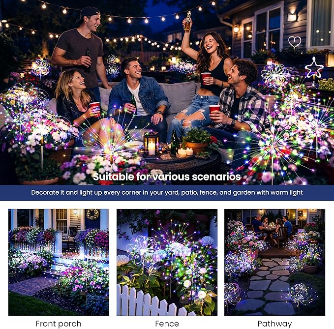 Solar Lights Outdoor, 120LED 6pack Fairy Garden Lights Decor - Image 8