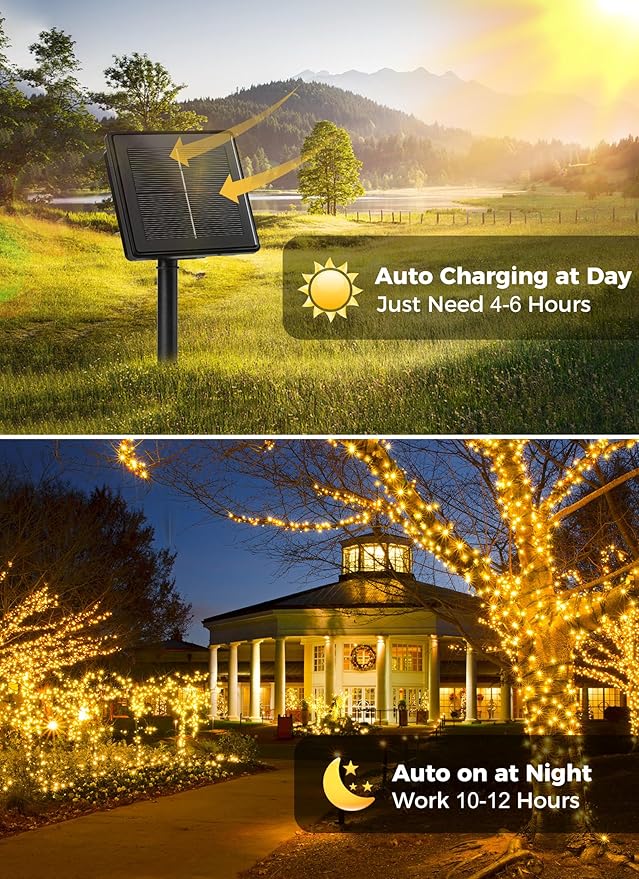 Minetom Solar String Lights Outdoor Waterproof, Extra Long 72FT 200 LED Solar - Image 4