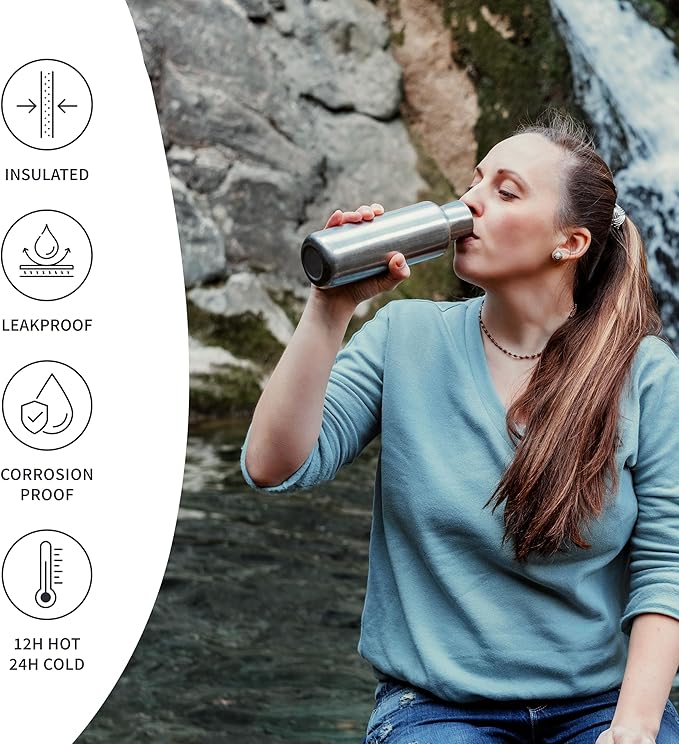 Bambaw 24 oz Metal Water Bottle, Insulated Stainless Steel Water Bottle - Image 3