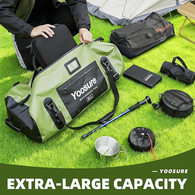 80L Waterproof Duffel Bag Motorcycle Dry Bag Backpack, Waterproof Zippered Bags - Image 3