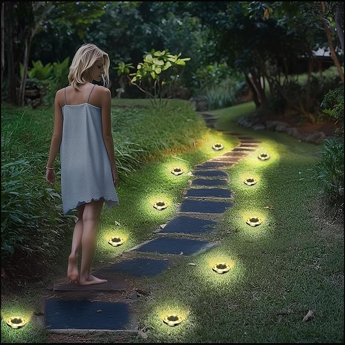 INCX Solar Ground Lights, 16 Pack Solar Lights Outdoor Waterproof, Solar Garden - Image 4