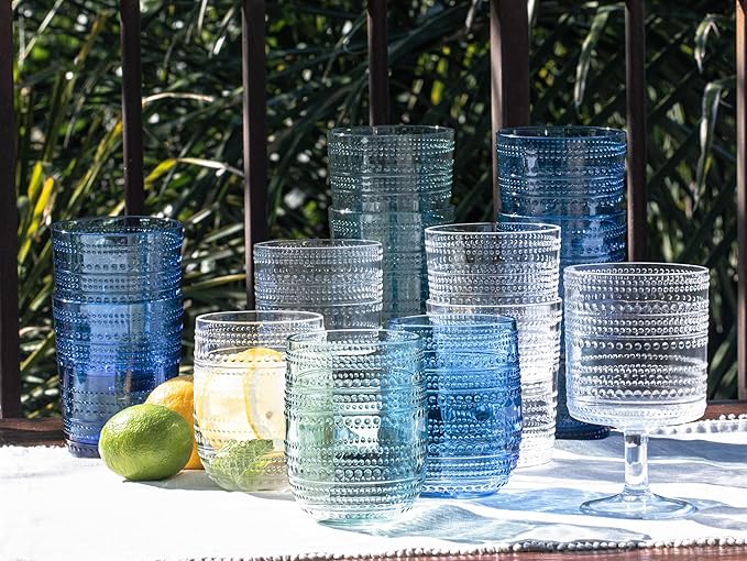 Beaded 15 oz Durable Acrylic Stemless Wine Glasses, Shatter-Resistant and - Image 4