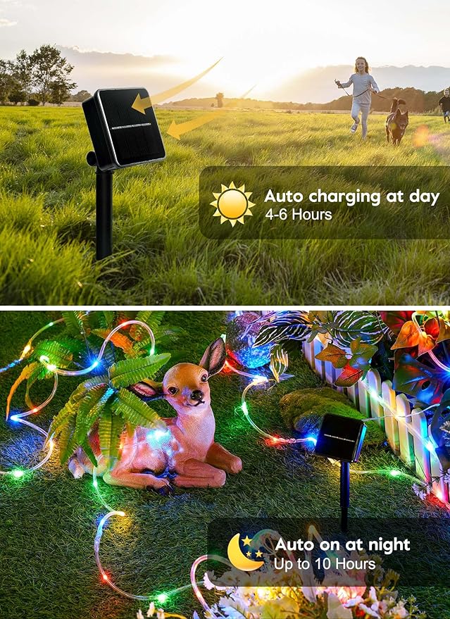 Brightown Solar Rope Lights, 39FT 100LED IP65 Waterproof Outdoor Solar String - Image 3
