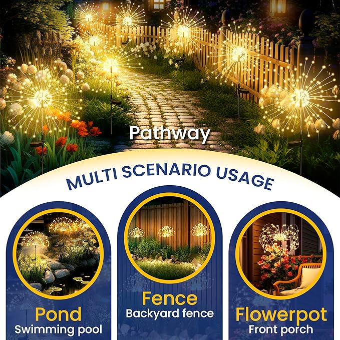 GIGALUMI Garden Decor Outdoor Lights 120LED 6Pack, Solar Garden Lights Outside - Image 5
