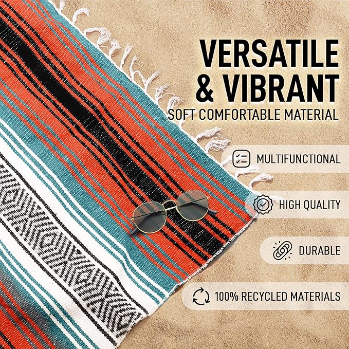 Hydration Nation Authentic Large Handwoven Mexican Blanket - Image 2