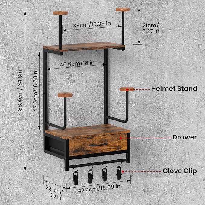 Motorcycle Helmet Holder Wall Mount, Helmet Rack - Image 2