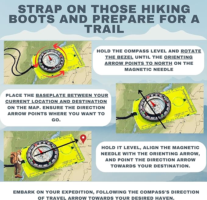 Trekker's Compass Crew Orienteering Compass, Magnetic Navigation Set - Image 6