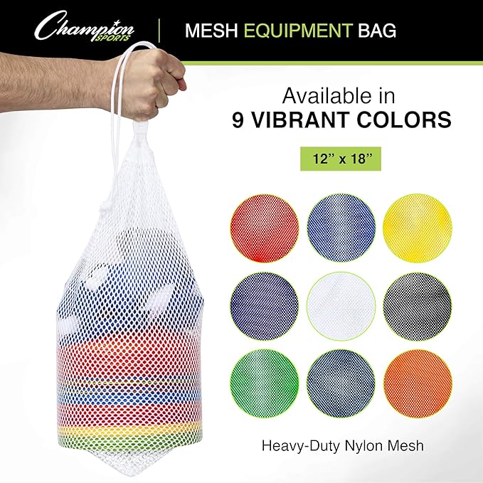 Champion Sports Mesh Equipment Bag – Heavy-Duty Nylon Drawstring Bag - Image 4