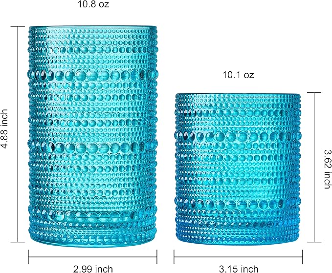 Khen Hobnail Beaded Highball Drinking Tumbler Glasses | Set of 12 | Autumn - Image 6