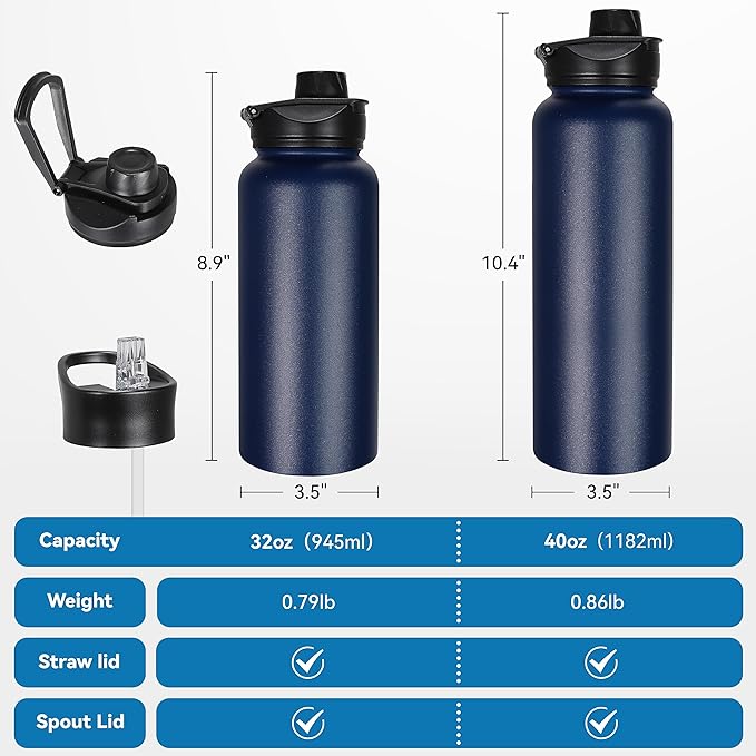 VEGOND 40 oz Insulated Stainless Steel Metal Water Bottle - Image 4