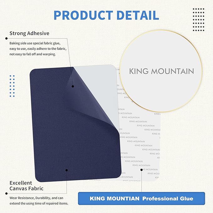 KING MOUNTAIN Canvas Repair Patch 9 x11 Inch 4 Pcs Self-Adhesive Waterproof - Image 3