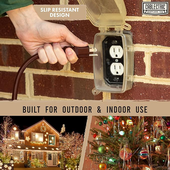 Brown Outdoor Extension Cord 50 ft, 16/3 Heavy Duty Cable - Image 5