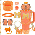 9PCS Orange for Stanley Cup Accessories Set Bling Initials Bow Charms for by Unknown